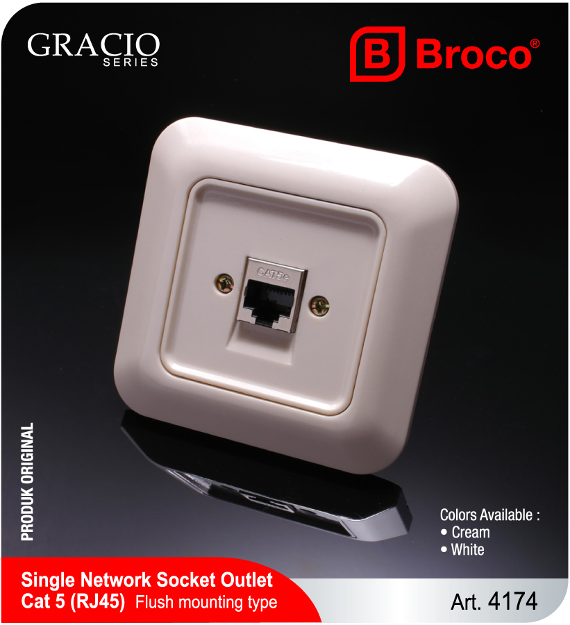Broco Electrical - Single Network Socket Outlet Cat 5 (RJ 11)