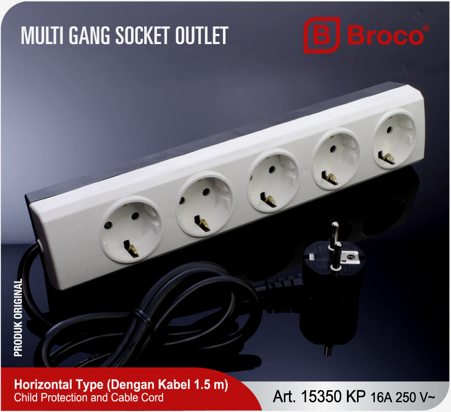 Broco Electrical - Horizontal Type (Dengan Kabel 1.5m) Art 15350KP