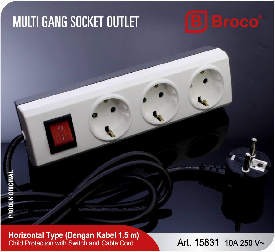 Broco Electrical - Horizontal Type (Dengan Kabel 1.5m) Art 15831