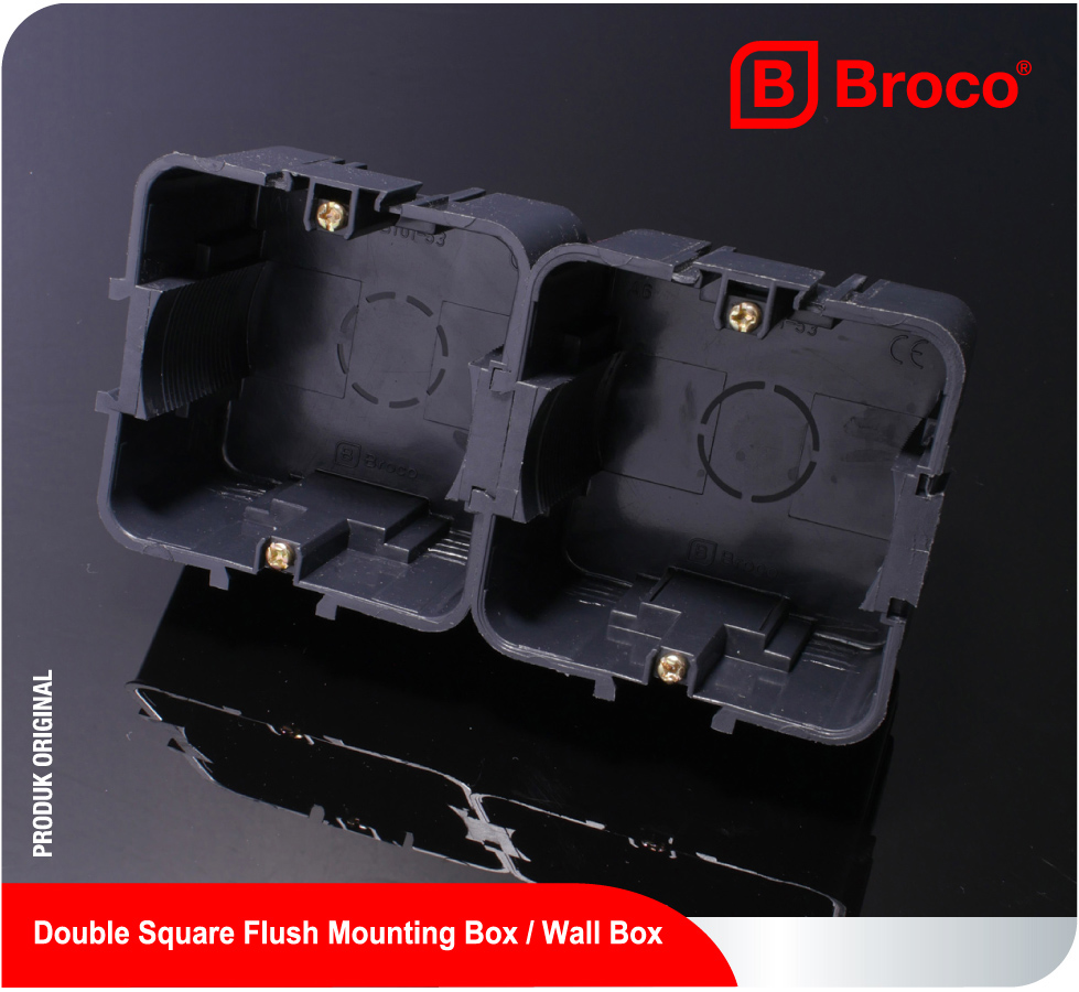 Broco Electrical - Double Square Flush Mounting Box / Wall Box
